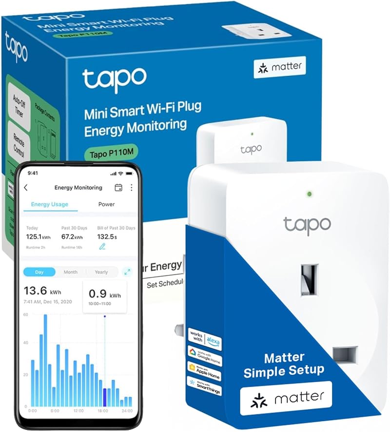 Tapo P110M Smart Plug WiFi Energy Monitoring Matter Certified