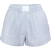 Women Striped Boxer Shorts Cute Lounge Shorts Y2k Low Rise Elastic Waist Casual Pajama Sleep Shorts
