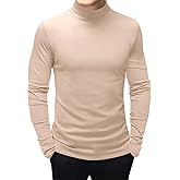 Men's Fashion Mock Turtleneck T-Shirts Long Sleeve Pullover Sweater Basic Designed Undershirt Slim Fit Top