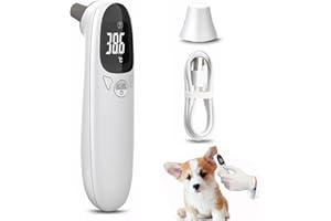 Digital Pet Ear Thermometer - Accurate USB Rechargeable Dog & Cat Thermometer, Measures 32-42.9℃, Suitable for Dogs, Cats, Pi