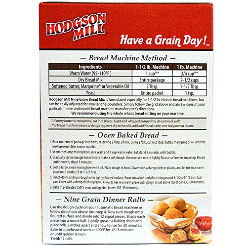 Hodgson Mill Nine Grain Bread Mix 16Ounce Boxes (Pack of 6), Bread Mix
