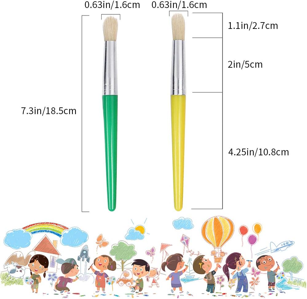 Kids Paint Brushes, 4 Pcs Childrens Paint Brushes Set Flat Tip Painting Brushes Starter Set including Handle and Hog Bristles - Image 3