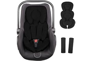 GFU Infant Car Seat Insert Head and Body Support, Reversible Newborn Insert for Carseat with Strap Pads, Soft Stroller Cushion Pillow Insert for Boys and Girls, Fits for Stroller, Swing, Black