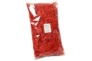 NC Basket Grass,Crinkle Cut Tissue Paper,Recyclable Craft Shred Confetti Raffia Paper Filler,For Easter Gift Box Wrapping Packing Filling,100g 3.53oz Party Decoration (red)