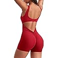 YEOREO One Piece Workout Jumpsuits for Women Backless Tummy Control Sleeveless Jumpsuits Lizvette V Back Scrunch Yoga Romper