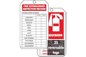 AccuformNMC "FIRE Extinguisher Inspection Record" Pack of 25 Mini PF-Cardstock Tags, 4.25" x 2.13", PF-Cardstock, Red/Black on White, TRM101CTP, American Made Safety Tags, Signs, and Labels