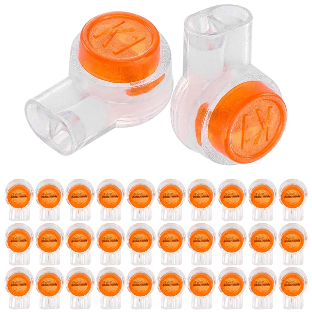 Xiatiaosann UY Wire Jelly Crimps Butt Splice Connectors, 200PCS K1, Orange, Plastic, Butt Terminal