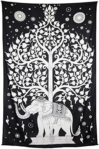 Zest For Life Elephant Tree Tapestry Tablecloth Beach Sheet Wall Art 80x52 Inches - FREE Sticker Included