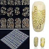 Binmer(TM) Nail Sticker Metal Retro Hollow Totem Gold Silver Nail Sticker