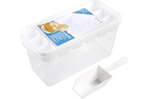 DYXOO Ice Cube Bin Bucket Trays - Ice Holder, Container, Storage for Freezer, Refrigerator with Scoop, Lids