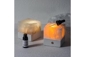 MIYA LIFE USB Rechargable Diffuser Night Lights, Hand Carved from Natural Selenite Stone, with LED Dimmer Switch (White/Warm/Yellow), Decoration for Cabinets/Closets/Bedroom Lights (Square Diffuser)