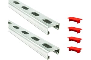 Metal Strut Channel, 1-5/8 x 13/16 inch, 14 Gauge, Slotted Back 4ft, Electro-Galvanized, Silver (Pack of 2 )