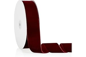 BOMYBAW 1.5" X 20 Yards Burgundy Velvet Ribbon for Christmas Tree Wreath Decoration Handmade Crafts Ornaments Gift Wrapping & Bow Making