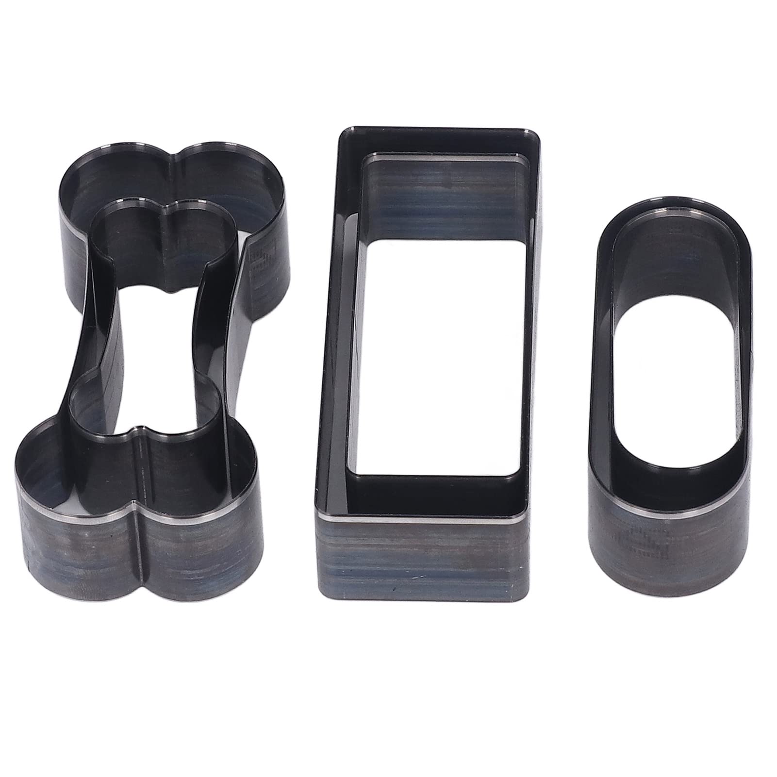 ViaGasaFamido 6Pcs Leather Cutting Dies Set - Rectangle, Oval, Bone Shape - Alloy Steel - Black - Classic - Manual Operation - Suitable for Leather, Cardboard, Rubber & More