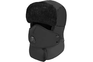 OUTRIP Winter Trapper Hat for Men & Women, Trooper Hunting Russian Fur Hat with Ear Flap & Mask Aviator Ushanka for Cold Weather