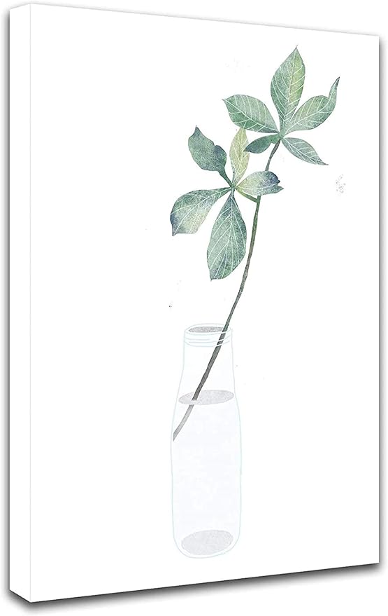 Amazon Co Jp アートパネル インテリア花瓶の中の植物 イラスト 北欧ミニマリストの緑の植物の装飾 アートパ ネル ソファの背景の装飾黒い木枠 ホーム キッチン