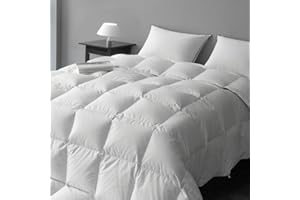 MAXICOZY Down Fiber Comforter King Size, Fluffy Down Duvet Insert, Lightweight Luxurious, All Season Medium Warmth Hotel Bed Comforter 106x90 Inches White