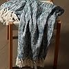 LR Home THROW81186BLU4250 Boho Chambray Throw Blanket, 50" x 60", Blue