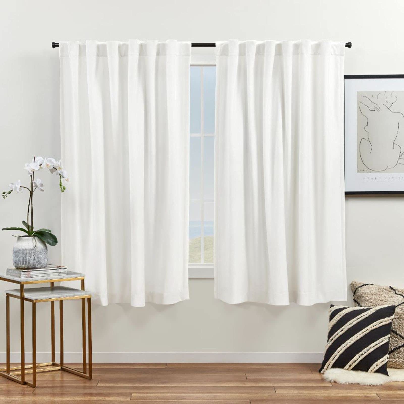 Exclusive Home Velvet Heavyweight Light Filtering Hidden Tab Top Curtain Panel Pair, 52"x63", Winter White — image 1