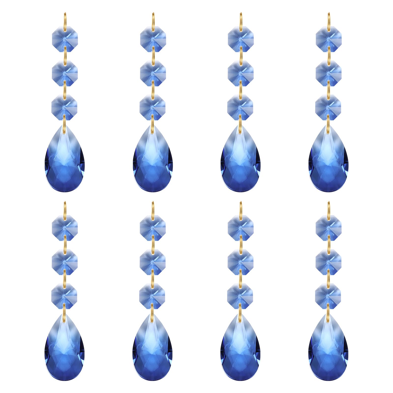 PATIKIL Teardrop Crystal Chandelier Pendants Beads, 8 Pack 100mm Length 38mm Chandelier Prisms Parts Ornaments Hanging Beads for DIY Arts Crafts Decoration, Light Blue