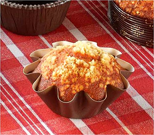 Brioche Floret Paper Baking Cups - Small Size - Brown - 50 Pcs -1 3/4'' Base x 3'' Top x 1 1/4'' High