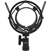 Microphone Shock Mount, Universal Shockmount For Microphones 55-60Mm In Diameter, Anti Vibration and Noise Mic Clip Holder Mount with Soft Pad