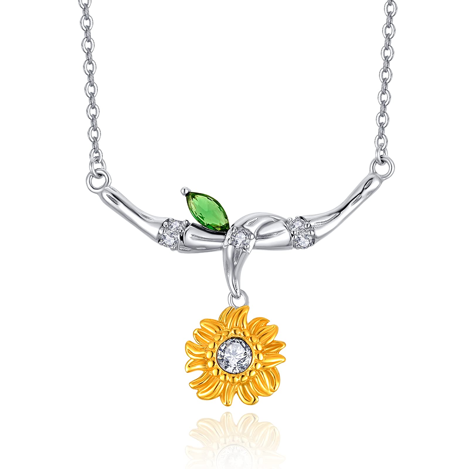 praymos Flower Necklace for Women 925 Sterling Silver Lotus/Cherry Blossom/Colorful Flower Pendant Hypoallergenic Jewellery Birthday Xmas Gifts for Girls