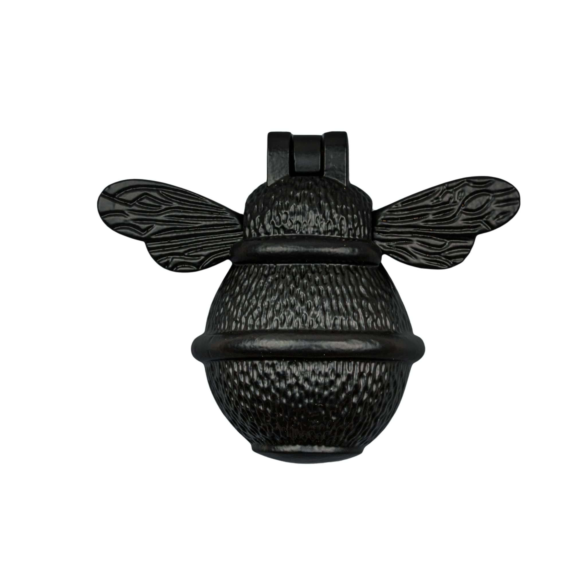 Black Bee Door Knocker for Front Door | Polished Solid Brass Black Knockers with Strike Plate | UPVC | Bumblebee Front Door Furniture with a Unique Design (Black)