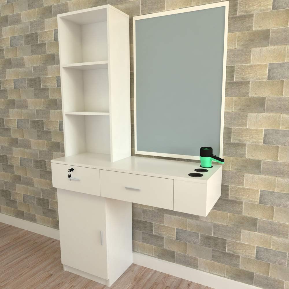 Fovor Barber Salon Station Makeup Wall Mount Hair Styling Beauty Spa Equipment Set with Mirror: Kitchen & Dining