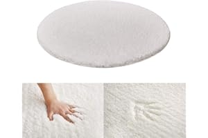 Kekon Ultra Soft Indoor Modern Round Area Rugs Fluffy Non-Slip Floor Carpets Silky Mat for Living Room Bedroom Kids and Baby Room Nursery and Pet, 1ft, White