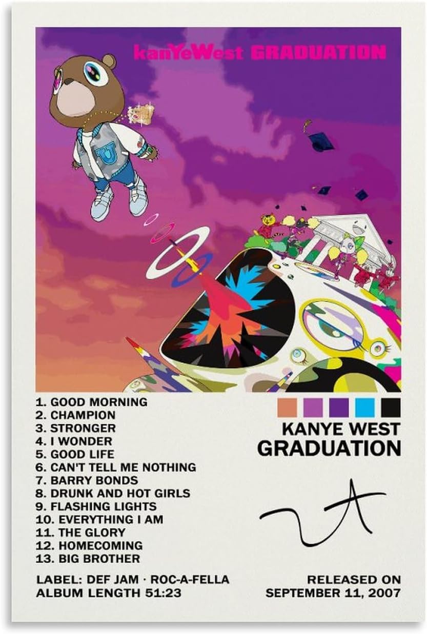 Posters & Prints - EASSL Kanye Poster West Graduation Album Cover Posters Canvas Art Poster Bedroom Decor Posters 12x18inch(30x45cm)
