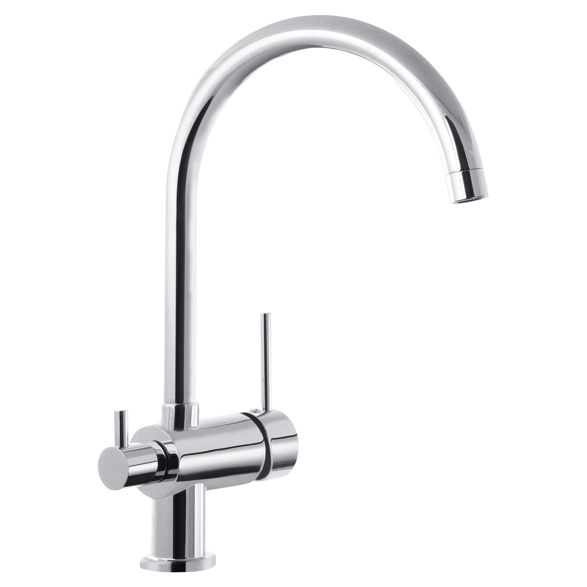 Grünblatt Low Pressure Kitchen Tap with Shut-Off Valve Chrome (C-Spout)