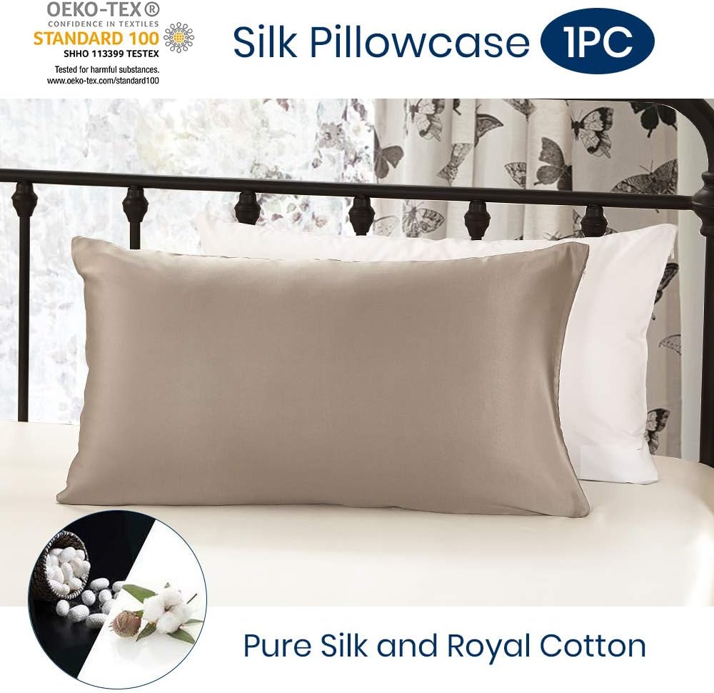 LILYSILK Silk Pillowcase for Hair and Skin One Side 100 Silk with