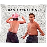 Funny Meme Gibby "Bad Bitches Only" Flag for Dorm - 5x3 ft with Hanging Tools and Double Sided Tape