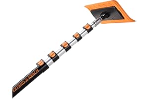 EXTEND-A-REACH 5-24 ft Telescoping Snow Roof Rake // High Reach Solar Panel Snow Removal Tool for Roofs, RVs & Cars // Heavy Duty Snow Rake for House Roof // 13.6" Scratch-Free Soft Foam Blade // Push Pull Design