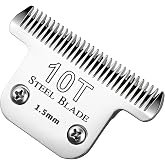 Silver 10T Steel Clipper Blade Compatible with Andis/Oster A5, 1 Pack | Detachable replacement blade; also compatible with Oster Classic 76, Star-Teq and Power-Teq clippers.