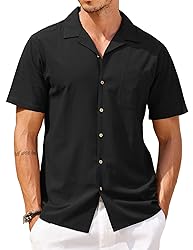 COOFANDY Men Beach Linen Shirts Boho Hippie Shirts