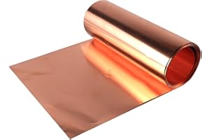 RiNTREE Versatile Copper Sheet for Crafting and Electrical Projects - 44 Gauge(0.05mm), 8in x 10ft, Waterproof & Heat-Resistant Copper Mesh Roll