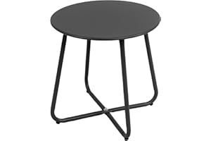EORTHEX OUTDOOR FANCY EortheX Small Round Metal Coffee Side Birstro Table – Sturdy & Weather-Resistant Accent Table for Patio, Balcony Indoor Outdoor Use - Metal Black