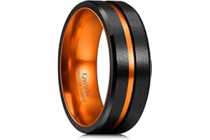 King Will Tungsten Rings for Men Two Tone Grooved Mens Wedding Band Cool Promise Engagement Matte Finished Beveled Edge