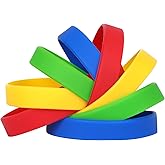 LVNRIDS 100 Silicone Wristbands Rubber Bracelets for Children, 7 inch Sports Rubber Elastic Wristband Bracelet Bulk Gifts for Teacher Supplies Party Decorations Mixcolor