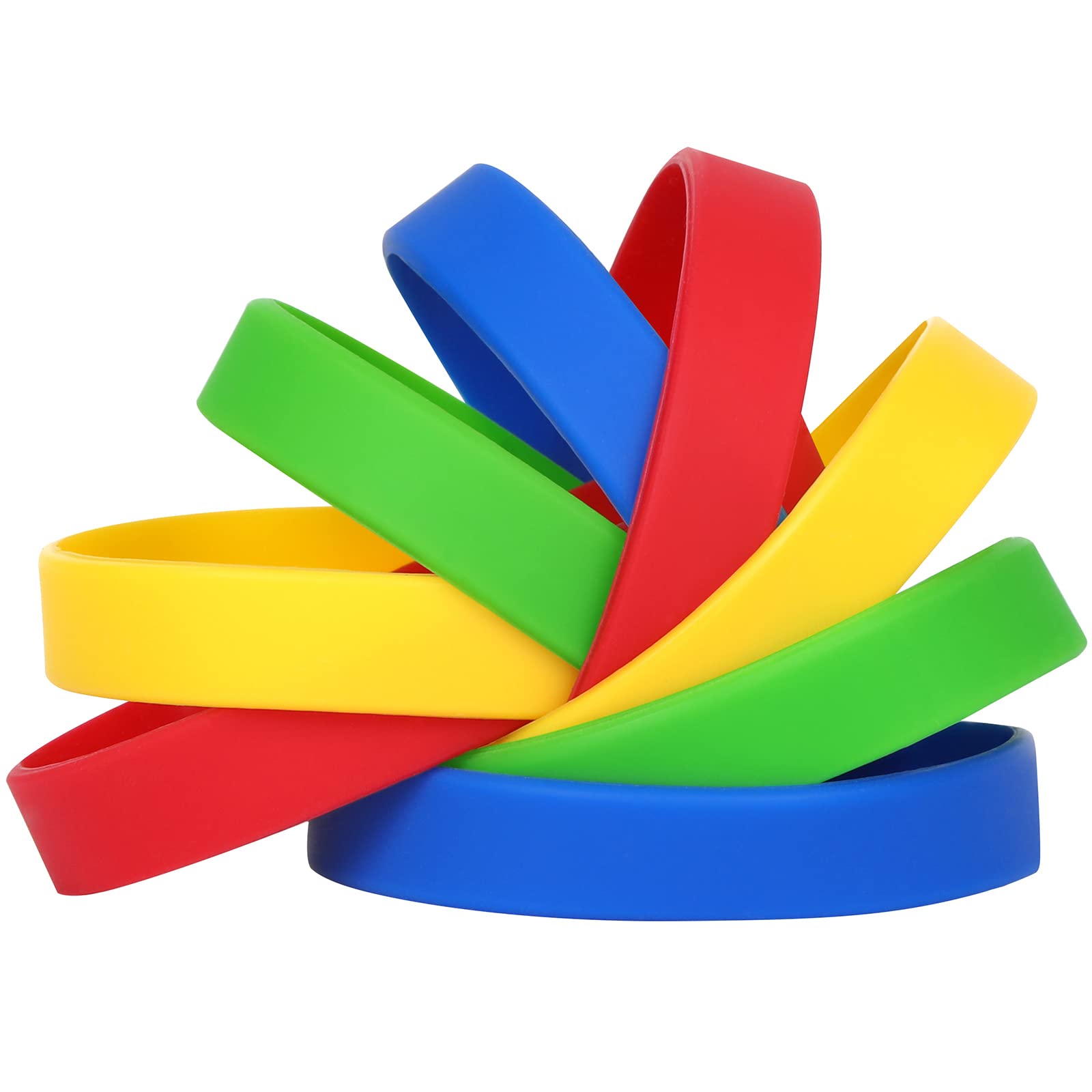 LVNRIDS 100 pcs Silicone Wristbands 7 inch Rubber Bracelets Multicolor for Kids and Teens, Sports Rubber Elastic Wristband Bracelet Bulk Gifts for Teacher Supplies Graduation Party Favors