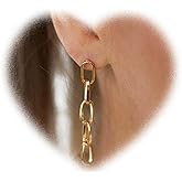 W WEILIRIAN Paperclip Link Chain Earrings Paper Clip Link Linear Drop Earrings Paperclip Chain Dangle Earrings Gold Chain Earrings Jewelry for Women and Girls Gifts