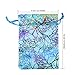 Mudder 100 Packs Coralline Pattern Organza Gift Bags Party Wedding Favor Bags Jewelry Pouches, 4.7 x 3.5 Inch, Blue