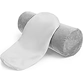 2 Pack Cervical Neck Roll Pillow Cover, Gray Round Pillowcase with Zipper, 16x6 Inch Cylinder Bolster Pillow Case, Soft Breathable Polyester Pillows Covers