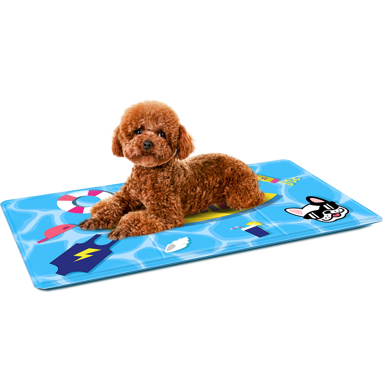 himaly Cooling Mat for Dogs Cats, Foldable Soft Self Gel Cool Pillow Pad, Non-slip Summer Pet Beds Sleeping Mattress, Large 20 * 36 inch/ 50 * 90cm