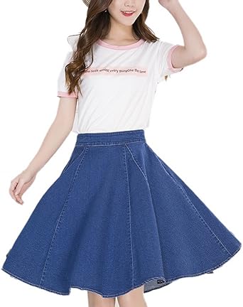 plus size pleated denim skirt