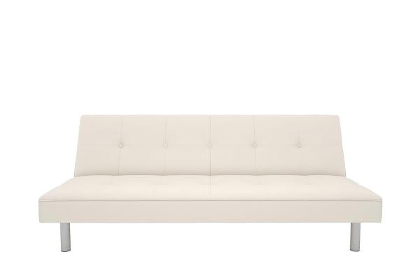 DHP Nola Futon Couch with Tufted Faux Leather Upholstery