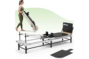 PAETA Pilates Reformer, 91" Foldable Reformer Pilates Machine with Adjustable Reformer Heights, Pilates Equipment with Piano 