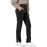 ODODOS Women's Modal Soft Split-Hem High Waist Pants with Pockets Adjustable Shockcord Casual Lounge Pants